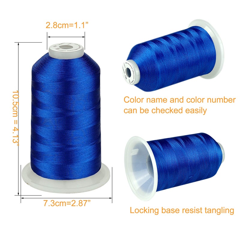 Simthread - 33 Selections - Various Assorted Color Packs of Polyester Embroidery Machine Thread Huge Spool 5500Y for All Purpose Sewing Embroidery Machines - #405 Blue - Image 3